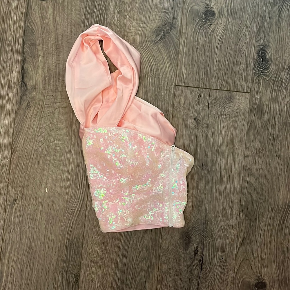 Revolve Pink Sequin Assymetrical Top